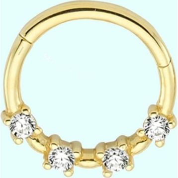 Sembol Gold Taşlı 14 Ayar Altın Halka Piercing