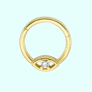 Sembol Gold Tektaş Göz 14 Ayar Altın Halka Piercing