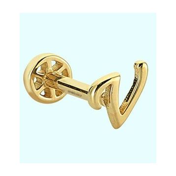 Sembol Gold -V- Harf 14 Ayar Tragus Altın Piercing