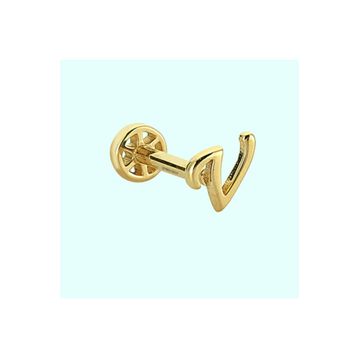 Sembol Gold -V- Harf 14 Ayar Tragus Altın Piercing