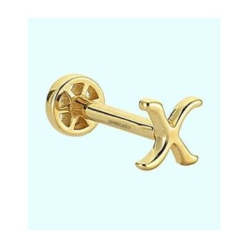 Sembol Gold -X- Harf 14 Ayar Tragus Altın Piercing