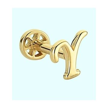 Sembol Gold Y Harf 14 Ayar Tragus Altın Piercing