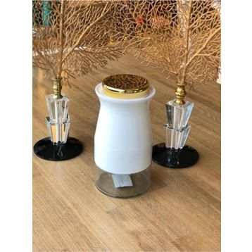 Sembol Silidir 20 Cm Kavanoz White-Gold Kıtchenart