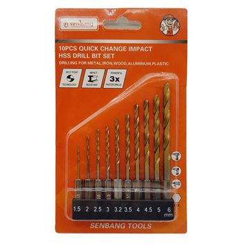 Senbang 10 Parça 1/4 Bits Saplı HSS Matkap Uçu Seti
