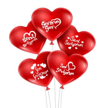 Seni Seviyorum Yazılı 10'lu Kalp Balon