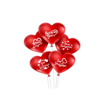 Seni Seviyorum Yazılı 10'lu Kalp Balon