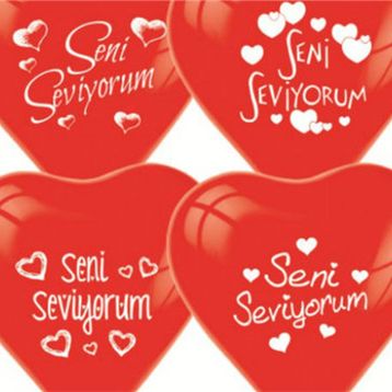 Seni Seviyorum Yazılı 10'lu Kalp Balon