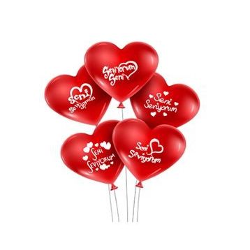 Seni Seviyorum Yazılı 10'lu Kalp Balon