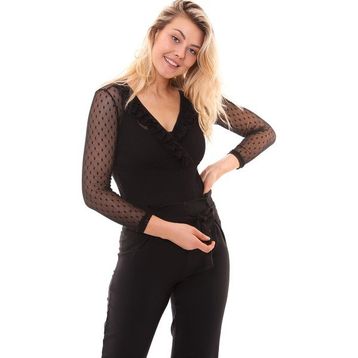 Sense Blz31319 Siyah Tül Ön Fırfırlı Agraflı Body