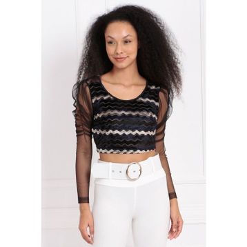 Sense BLZ33256 Kolları Tüylü Kadife Bluz