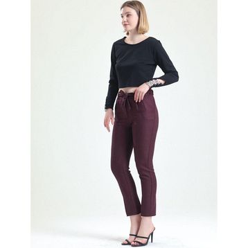 Sense PNT19022 Mor Beli Kemerli Bilekte Kadın Pantolon