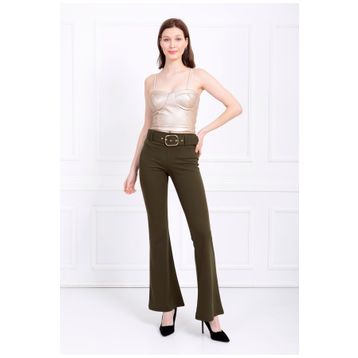 Sense PNT32439 İspanyol Paça Kemerli Örme Kumaş Pantolon