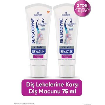 Sensodyne 2x75 ml Klinik Beyazlık Çay Kahve ve Tütün Lekelerine Karşı Diş Macunu