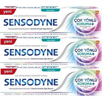 Sensodyne 3x75 ml Çok Yönlü Koruma Plus ve Hassasiyete Karşı Koruma Ferah Nefes Diş Macunu