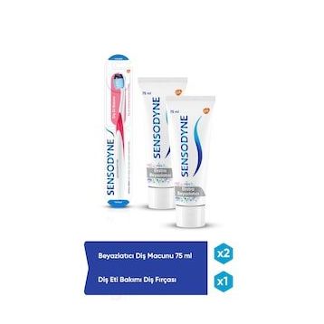 Sensodyne Beyazlatıcı 75 ml x 2 Adet Diş Macunu + Diş Eti Bakımı Fırça