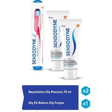 Sensodyne Beyazlatıcı 75 ml x 2 Adet Diş Macunu + Diş Eti Bakımı Fırça