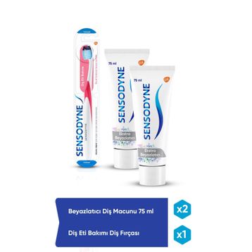 Sensodyne Beyazlatıcı 75 ml x 2 Adet Diş Macunu + Diş Eti Bakımı Fırça