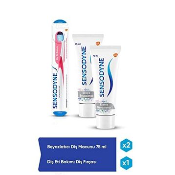 Sensodyne Beyazlatıcı 75 ml x 2 Adet Diş Macunu + Diş Eti Bakımı Fırça