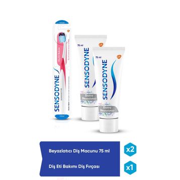 Sensodyne Beyazlatıcı 75 ml x 2 Adet Diş Macunu + Diş Eti Bakımı Fırça
