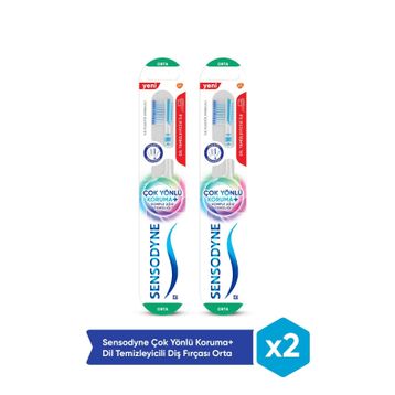 Sensodyne Çok Yönlü Koruma+Dil Temizleyicili Orta 2 Adet Diş Fırçası