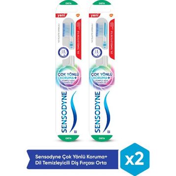 Sensodyne Çok Yönlü Koruma+Dil Temizleyicili Orta 2 Adet Diş Fırçası
