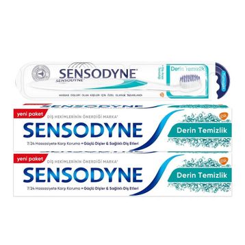 Sensodyne Derin Temizlik 2x75 ml Diş Macunu + Derin Temizlik Ekstra Yumuşak Diş Fırçası
