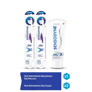 Sensodyne Hızlı Rahatlama Beyazlatıcı 75 ml Diş Macunu+Yumuşak 2'li Diş Fırçası