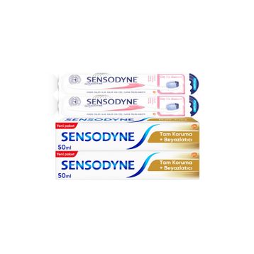 Sensodyne Tam Koruma+Beyazlayıcı 2x50 ml Diş Macunu + Diş Eti Bakımı Diş Fırçası