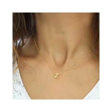 SepetinBurada 925 Ayar Gümüş 3 Boyutlu Z Harf Gold Kadın Gümüş Kolye