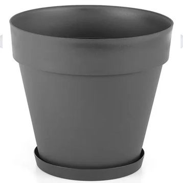 Serinova YS05 28 cm 10 Litre Antrasit Yalı Drenaj Aparatlı Tabaklı Dekoratif Saksı