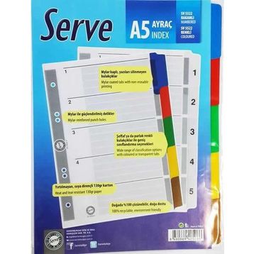 Serve A5 5 Renkli Ayraç