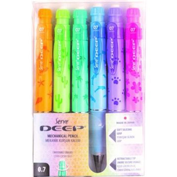 Serve Deep Pastel Doğa Serisi 0.7 mm 6'lı Mekanik Kurşun Kalem