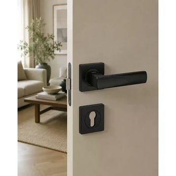 Sese 200-203R-03-02 Duru Modeli Yale Rozetli Siyah Dış Kapı Kolu