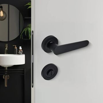 Sese 200-204R-02-02 Ada Modeli Rozetli WC Siyah Kapı Kolu