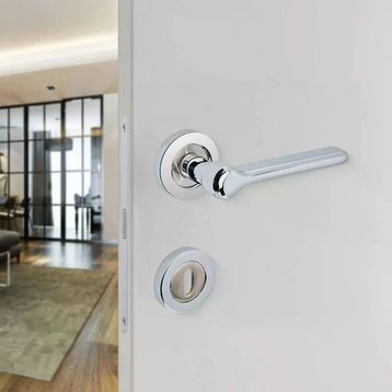 Sese 200-205R-01-18/53 Doğa Modeli Rozetli Krom Inox Oda Kapı Kolu
