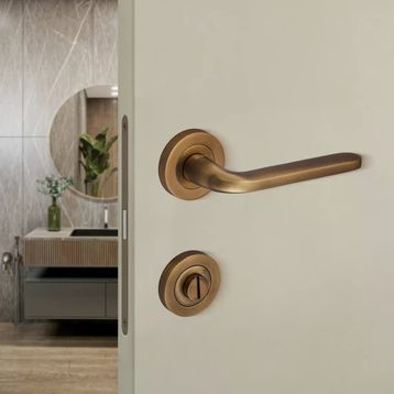 Sese Araç Modeli Yuvarlak Rozetli Antik Sarı WC Kapı Kolu