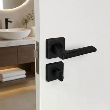 Sese Ayla Modeli Kare Rozetli Siyah WC Kapı Kolu