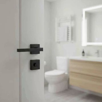 Sese Aysu Modeli Kare Rozetli Siyah WC Kapı Kolu