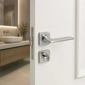 Sese Nida Modeli Kare Rozetli Inox WC Kapı Kolu