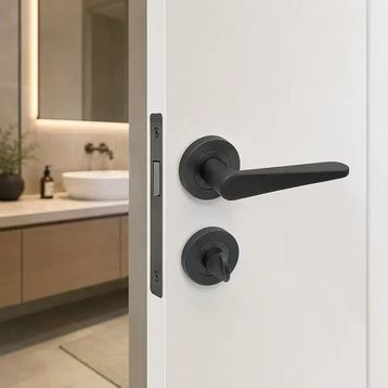 Sese Zara Modeli Yuvarlak Rozetli Antrasit WC Kapı Kolu
