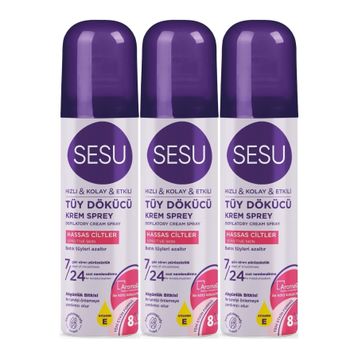 Sesu Hassas Ciltler 3x150 ml Tüy Dökücü Krem Sprey