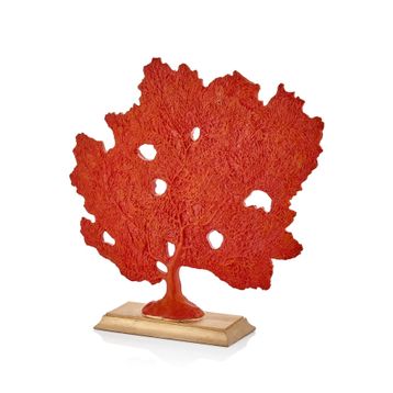 Setabianca 10x40x40 cm Kırmızı Damarlı Kaideli Mercan Biblo