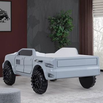 Setay 100x190 cm Gri Mobilya Arabalı Pickup Ledli Arabalı Yatak