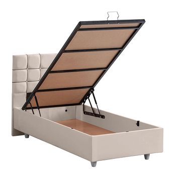 Setay Almada 120x200 cm Krem Tek Kişilik Baza Başlık Letto Yatak Seti