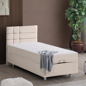 Setay Almada 90x190 cm Krem Tek Kişilik Baza Başlık Letto Yatak Seti