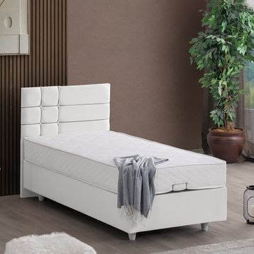 Setay Almada 90x200 cm Beyaz Tek Kişilik Baza Başlık Letto Yatak Seti