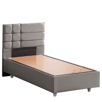 Setay Almada 90x200 cm Gri Tek Kişilik Baza Başlık Letto Yatak Seti