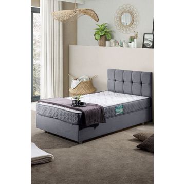Setay Berlin 120x200 CM Gri Tek Kişilik Baza Başlık Comfort Yatak Seti