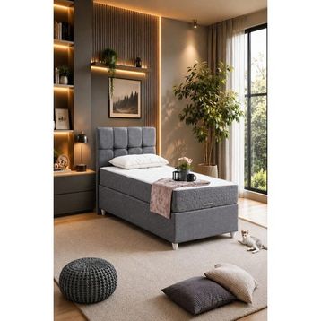 Setay Berlin 90x190 CM Gri Tek Kişilik Baza Başlık Comfort Yatak Seti