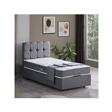 Setay Berlin 90x200 CM Gri Tek Kişilik Baza Başlık Comfort Yatak Seti